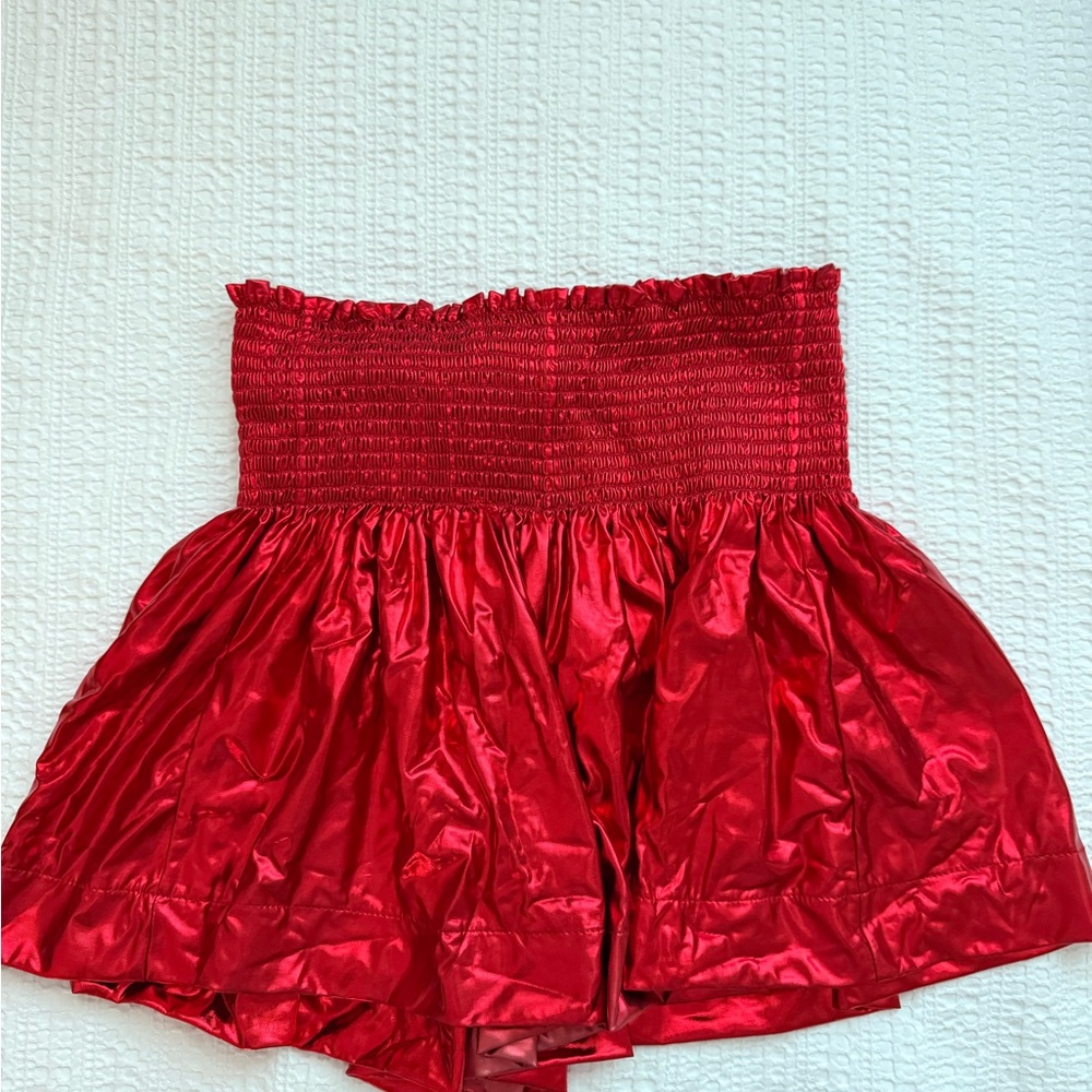 Queen of Sparkles Red High Waisted Flared Shorts
